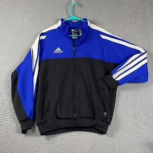 Adidas Climalite Track Jacket Full Zip Blue Black White 3-Stripe Men's Medium